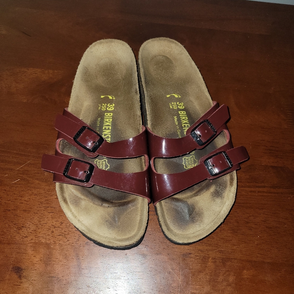 Birkenstock Ibiza Garnet Patent Birko-Flor Womens U.S. 8 8.5 EU 39